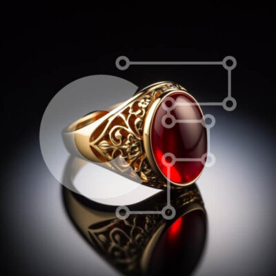 Intra Συλλεκτικό Ξύλινο Παζλ Plywood  4mm - Κομψό χρυσό δαχτυλίδι με κόκκινο πολύτιμο λίθο Σε Ξύλινο Κουτί - Διαστάσεις: 10x10 cm – 25 κομμάτια - Image 1