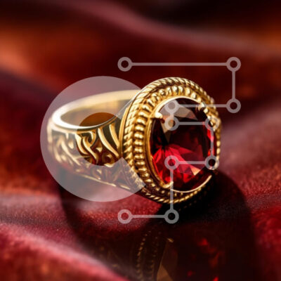 Intra Συλλεκτικό Ξύλινο Παζλ Plywood  4mm - Κομψό χρυσό δαχτυλίδι με κόκκινο πολύτιμο λίθο Σε Ξύλινο Κουτί - Διαστάσεις: 10x10 cm – 25 κομμάτια - Image 1