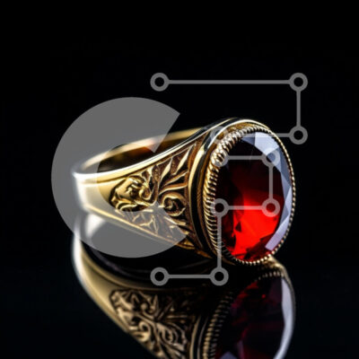 Intra Συλλεκτικό Ξύλινο Παζλ Plywood  4mm - Κομψό χρυσό δαχτυλίδι με κόκκινο πολύτιμο λίθο Σε Ξύλινο Κουτί - Διαστάσεις: 10x10 cm – 25 κομμάτια - Image 1