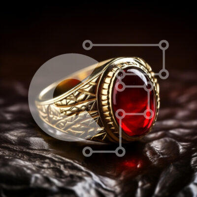 Intra Συλλεκτικό Ξύλινο Παζλ Plywood 4mm - Χρυσό δαχτυλίδι με κόκκινο πολύτιμο λίθο Σε Ξύλινο Κουτί - Διαστάσεις: 10x10 cm – 25 κομμάτια - Image 1