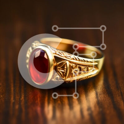 Intra Συλλεκτικό Ξύλινο Παζλ Plywood  4mm - Χρυσό δαχτυλίδι με κόκκινο πολύτιμο λίθο Σε Ξύλινο Κουτί - Διαστάσεις: 10x10 cm – 25 κομμάτια - Image 1