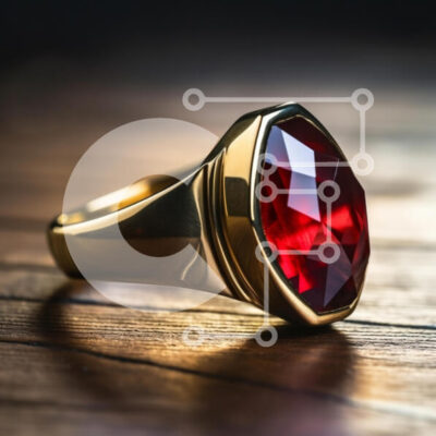 Intra Συλλεκτικό Ξύλινο Παζλ Plywood 4mm - Χρυσό δαχτυλίδι με κόκκινο πολύτιμο λίθο Σε Ξύλινο Κουτί - Διαστάσεις: 10x10 cm – 25 κομμάτια - Image 1