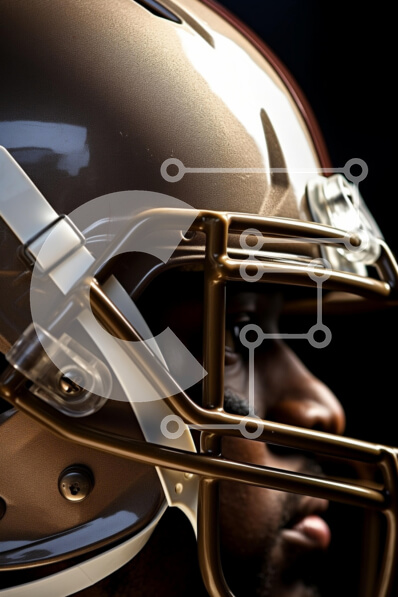 Intra Συλλεκτικό Ξύλινο Παζλ Plywood  4mm - Κοντινό πλάνο ενός κράνους ποδοσφαίρου Σε Ξύλινο Κουτί - Διαστάσεις Puzzle: 10x10 cm – 25 κομμάτια