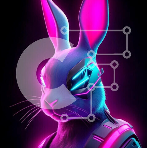 Intra Συλλεκτικό Ξύλινο Παζλ Plywood 4mm - Φουτουριστικό Cyber Rabbit Σε Ξύλινο Κουτί - Διαστάσεις Puzzle: 10x10 cm – 25 κομμάτια - Image 1