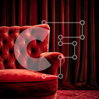 Intra Συλλεκτικό Ξύλινο Παζλ Plywood  4mm - Κομψή κόκκινη βελούδινη πολυθρόνα σε πολυτελές σκηνικό Σε Ξύλινο Κουτί - Διαστάσεις Puzzle: 10x10 cm – 25 κομμάτια - Image 1