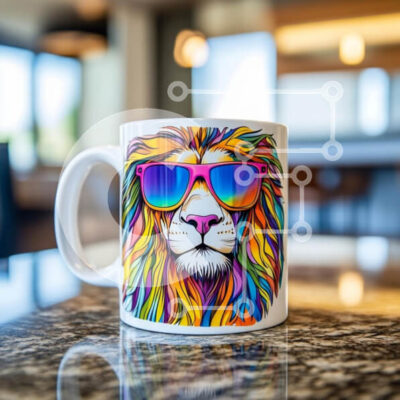 Intra Συλλεκτικό Ξύλινο Παζλ Plywood 4mm - Πολύχρωμη κούπα λιονταριού σε μαρμάρινο πάγκο Σε Ξύλινο Κουτί - Διαστάσεις: 10x10 cm – 25 κομμάτια - Image 1