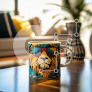 Intra Συλλεκτικό Ξύλινο Παζλ Plywood  4mm - Καλλιτεχνική κούπα λιονταριού στο τραπέζι στο άνετο σαλόνι Σε Ξύλινο Κουτί - Διαστάσεις: 10x10 cm – 25 κομμάτια