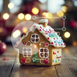 Intra Συλλεκτικό Ξύλινο Παζλ Plywood  4mm - Gingerbread House με γιορτινά διακοσμητικά Σε Ξύλινο Κουτί - Διαστάσεις: 10x10 cm – 25 κομμάτια