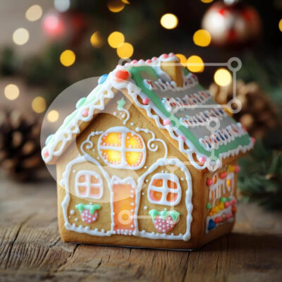 Intra Συλλεκτικό Ξύλινο Παζλ Plywood  4mm - Gingerbread House με διακόσμηση διακοπών Σε Ξύλινο Κουτί - Διαστάσεις: 10x10 cm – 25 κομμάτια - Image 1
