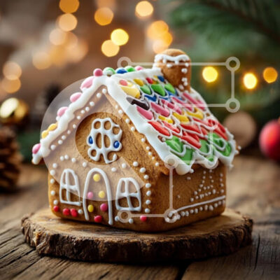 Intra Συλλεκτικό Ξύλινο Παζλ Plywood  4mm - Gingerbread House με πολύχρωμο γλάσο Σε Ξύλινο Κουτί - Διαστάσεις: 10x10 cm – 25 κομμάτια - Image 1