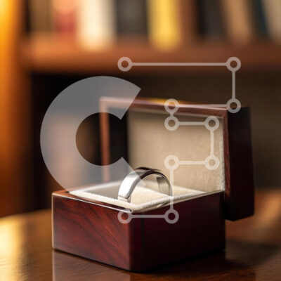 Intra Συλλεκτικό Ξύλινο Παζλ Plywood  4mm - Κομψό ασημένιο δαχτυλίδι σε Ξύλινη κοσμηματοθήκη Σε Ξύλινο Κουτί - Διαστάσεις: 10x10 cm – 25 κομμάτια - Image 1