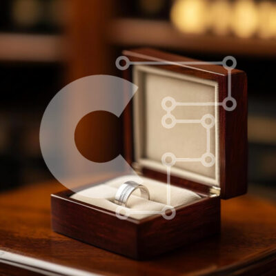Intra Συλλεκτικό Ξύλινο Παζλ Plywood  4mm - Κομψό ασημένιο δαχτυλίδι σε Ξύλινη κοσμηματοθήκη Σε Ξύλινο Κουτί - Διαστάσεις: 10x10 cm – 25 κομμάτια - Image 1