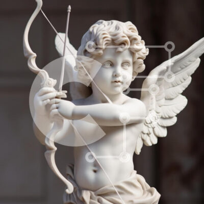 Intra Συλλεκτικό Ξύλινο Παζλ Plywood 4mm - Γλυπτό ενός χερουβείμ με τόξο και βέλος Σε Ξύλινο Κουτί - Διαστάσεις Puzzle: 10x10 cm – 25 κομμάτια - Image 1