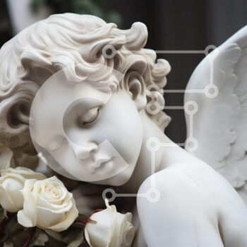 Intra Συλλεκτικό Ξύλινο Παζλ Plywood  4mm - Γλυπτό ενός αγγέλου με τριαντάφυλλα Σε Ξύλινο Κουτί - Διαστάσεις Puzzle: 10x10 cm – 25 κομμάτια - Image 1