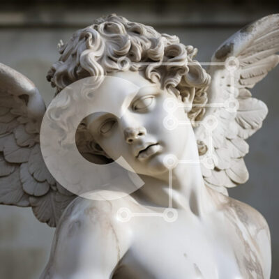 Intra Συλλεκτικό Ξύλινο Παζλ Plywood 4mm - Μαρμάρινο γλυπτό ενός αγγέλου Σε Ξύλινο Κουτί - Διαστάσεις Puzzle: 10x10 cm – 25 κομμάτια - Image 1