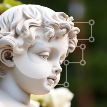 Intra Συλλεκτικό Ξύλινο Παζλ Plywood  4mm - Γαληνό άγαλμα αγγέλου σε έναν κήπο Σε Ξύλινο Κουτί - Διαστάσεις Puzzle: 10x10 cm – 25 κομμάτια - Image 1