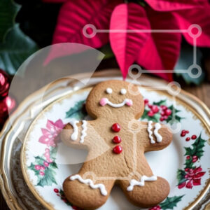 Intra Συλλεκτικό Ξύλινο Παζλ Plywood  4mm - Μπισκότο με μελόψωμο σε ένα εορταστικό τραπέζι Σε Ξύλινο Κουτί - Διαστάσεις: 10x10 cm – 25 κομμάτια