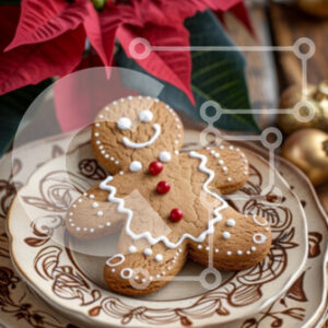 Intra Συλλεκτικό Ξύλινο Παζλ Plywood  4mm - Μπισκότο Gingerbread Man με λουλούδια Poinsettia Σε Ξύλινο Κουτί - Διαστάσεις: 10x10 cm – 25 κομμάτια