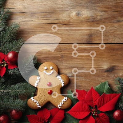 Intra Συλλεκτικό Ξύλινο Παζλ Plywood 4mm - Μελόψωμο άνθρωπος που περιβάλλεται από εορταστικές διακοσμήσεις Σε Ξύλινο Κουτί - Διαστάσεις: 10x10 cm – 25 κομμάτια - Image 1