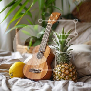 Intra Συλλεκτικό Ξύλινο Παζλ Plywood  4mm - Γιουκαλίλι και τροπικά φρούτα στο κρεβάτι Σε Ξύλινο Κουτί - Διαστάσεις Puzzle: 10x10 cm – 25 κομμάτια