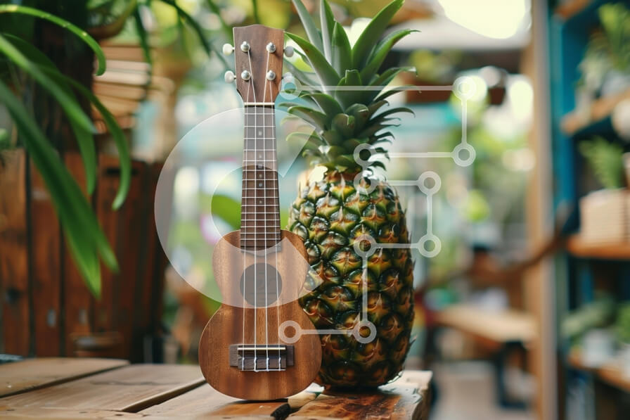 Intra Συλλεκτικό Ξύλινο Παζλ Plywood  4mm - Γιουκαλίλι και ανανάς σε ένα τροπικό περιβάλλον Σε Ξύλινο Κουτί - Διαστάσεις: 10x10 cm – 25 κομμάτια