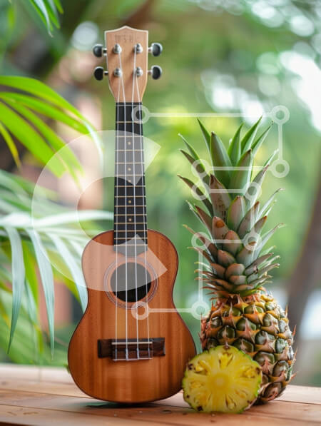 Intra Συλλεκτικό Ξύλινο Παζλ Plywood  4mm - Γιουκαλίλι και ανανάς σε τροπικό περιβάλλον Σε Ξύλινο Κουτί - Διαστάσεις: 10x10 cm – 25 κομμάτια