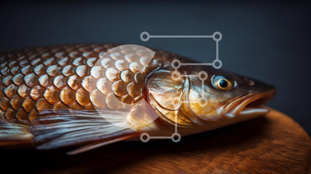 Intra Συλλεκτικό Ξύλινο Παζλ Plywood  4mm - Κοντινό πλάνο ενός ζωντανού ψαριού σε ξύλινη επιφάνεια Σε Ξύλινο Κουτί - Διαστάσεις: 10x10 cm – 25 κομμάτια