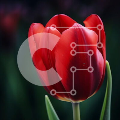 Intra Συλλεκτικό Ξύλινο Παζλ Plywood  4mm - Ζωντανή κόκκινη τουλίπα σε πλήρη άνθιση Σε Ξύλινο Κουτί - Διαστάσεις: 10x10 cm – 25 κομμάτια - Image 1