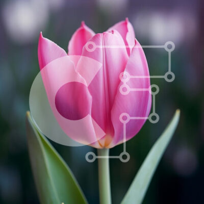 Intra Συλλεκτικό Ξύλινο Παζλ Plywood  4mm - Ανθισμένη ροζ τουλίπα Σε Ξύλινο Κουτί - Διαστάσεις: 10x10 cm – 25 κομμάτια - Image 1