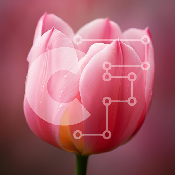 Intra Συλλεκτικό Ξύλινο Παζλ Plywood  4mm - Κοντινό πλάνο μιας ροζ τουλίπας με δροσιά Σε Ξύλινο Κουτί - Διαστάσεις: 10x10 cm – 25 κομμάτια