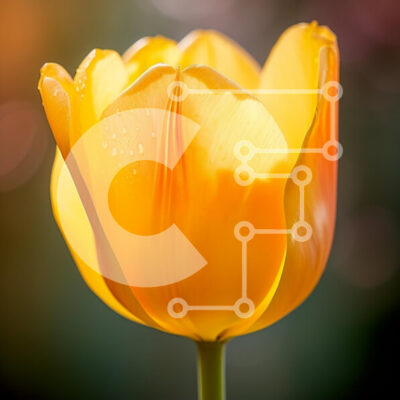 Intra Συλλεκτικό Ξύλινο Παζλ Plywood  4mm - Ζωντανή κίτρινη τουλίπα με σταγονίδια νερού Σε Ξύλινο Κουτί - Διαστάσεις: 10x10 cm – 25 κομμάτια - Image 1