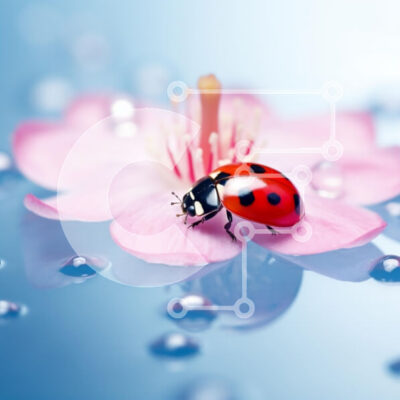 Intra Συλλεκτικό Ξύλινο Παζλ Plywood  4mm - Πασχαλίτσα σε ένα ροζ λουλούδι με σταγονίδια νερού Σε Ξύλινο Κουτί - Διαστάσεις: 10x10 cm – 25 κομμάτια - Image 1