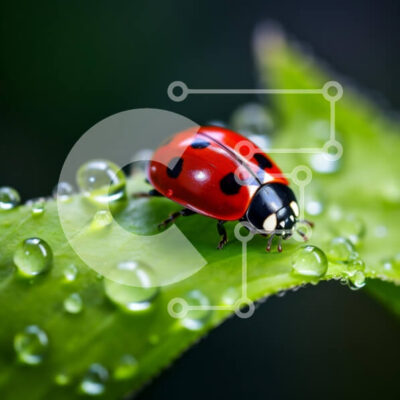 Intra Συλλεκτικό Ξύλινο Παζλ Plywood  4mm - Κοντινό πλάνο μιας πασχαλίτσας σε ένα φύλλο Σε Ξύλινο Κουτί - Διαστάσεις: 10x10 cm – 25 κομμάτια - Image 1