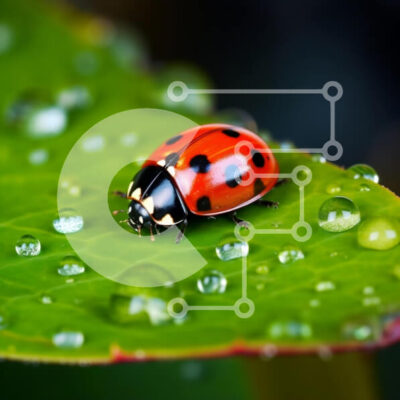 Intra Συλλεκτικό Ξύλινο Παζλ Plywood  4mm - Κοντινό πλάνο μιας πασχαλίτσας σε ένα φύλλο Σε Ξύλινο Κουτί - Διαστάσεις: 10x10 cm – 25 κομμάτια - Image 1