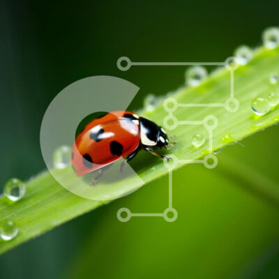 Intra Συλλεκτικό Ξύλινο Παζλ Plywood  4mm - Κοντινό πλάνο Πασχαλίτσα σε πράσινο φύλλο με σταγόνες νερού Σε Ξύλινο Κουτί - Διαστάσεις: 10x10 cm – 25 κομμάτια - Image 1