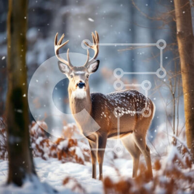 Intra Συλλεκτικό Ξύλινο Παζλ Plywood  4mm - Ελάφια σε ένα χιονισμένο δάσος Σε Ξύλινο Κουτί - Διαστάσεις: 10x10 cm – 25 κομμάτια - Image 1