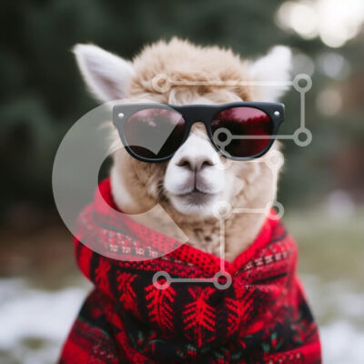 Intra Συλλεκτικό Ξύλινο Παζλ Plywood  4mm - Κομψό Alpaca σε γυαλιά ηλίου Σε Ξύλινο Κουτί - Διαστάσεις: 10x10 cm – 25 κομμάτια - Image 1