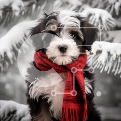 Intra Συλλεκτικό Ξύλινο Παζλ Plywood  4mm - Αξιολάτρευτο κουτάβι το χειμώνα με κόκκινο φουλάρι Σε Ξύλινο Κουτί - Διαστάσεις: 10x10 cm – 25 κομμάτια - Image 1