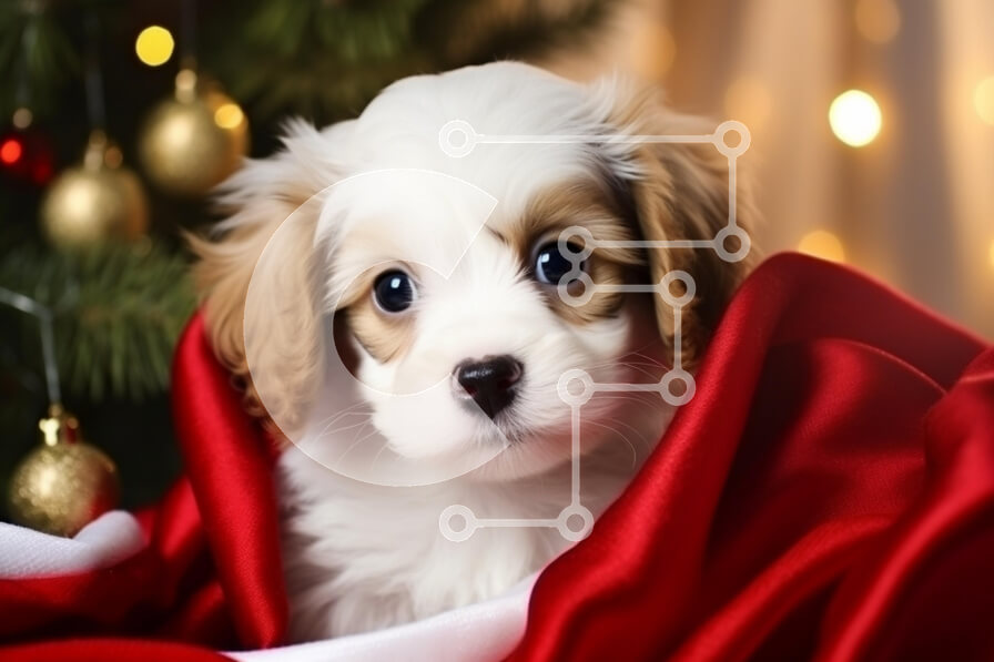 Intra Συλλεκτικό Ξύλινο Παζλ Plywood  4mm - Κουτάβι στο χριστουγεννιάτικο σκηνικό Σε Ξύλινο Κουτί - Διαστάσεις: 10x10 cm – 25 κομμάτια