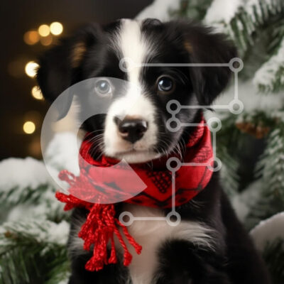 Intra Συλλεκτικό Ξύλινο Παζλ Plywood  4mm - Αξιολάτρευτο κουτάβι σε ένα εορταστικό χειμερινό περιβάλλον Σε Ξύλινο Κουτί - Διαστάσεις: 10x10 cm – 25 κομμάτια - Image 1