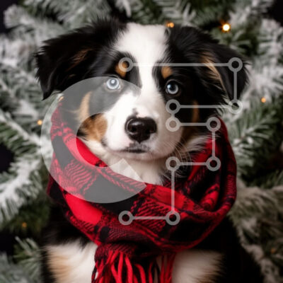 Intra Συλλεκτικό Ξύλινο Παζλ Plywood  4mm - Γιορτινό σκυλάκι με καρό κασκόλ Σε Ξύλινο Κουτί - Διαστάσεις: 10x10 cm – 25 κομμάτια - Image 1