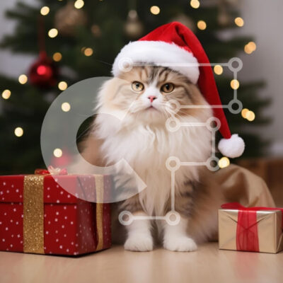 Intra Συλλεκτικό Ξύλινο Παζλ Plywood  4mm - Εορταστική γάτα με χριστουγεννιάτικα δώρα Σε Ξύλινο Κουτί - Διαστάσεις: 10x10 cm – 25 κομμάτια - Image 1