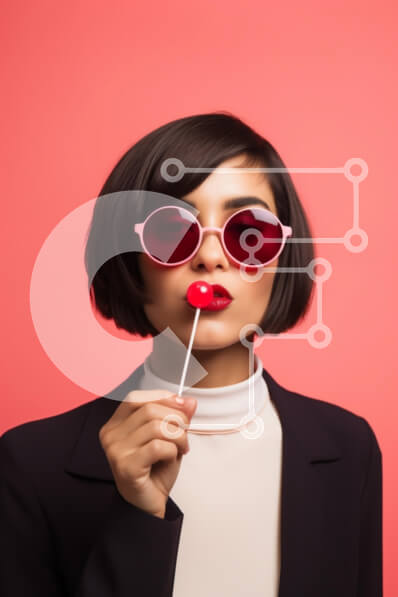 Intra Συλλεκτικό Ξύλινο Παζλ Plywood  4mm - Κομψή γυναίκα με γλειφιτζούρι Σε Ξύλινο Κουτί - Διαστάσεις Puzzle: 10x10 cm – 25 κομμάτια