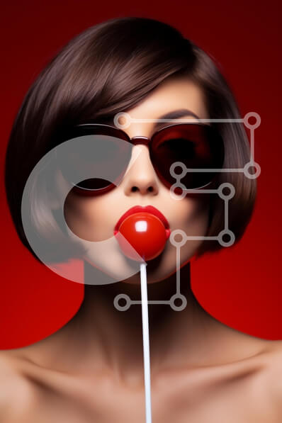 Intra Συλλεκτικό Ξύλινο Παζλ Plywood  4mm - Κομψή γυναίκα με γλειφιτζούρι και γυαλιά ηλίου Σε Ξύλινο Κουτί - Διαστάσεις Puzzle: 10x10 cm – 25 κομμάτια