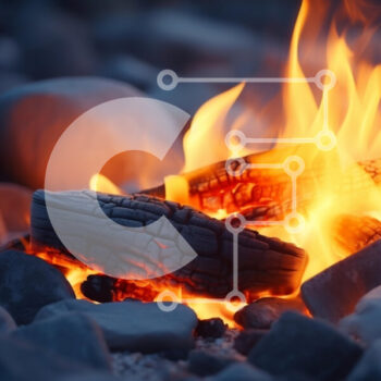 Intra Συλλεκτικό Ξύλινο Παζλ Plywood 4mm - Φλόγες Campfire που περιβάλλεται από πέτρες Σε Ξύλινο Κουτί - Διαστάσεις: 10x10 cm – 25 κομμάτια - Image 1