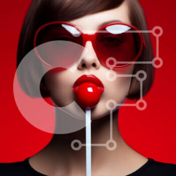 Intra Συλλεκτικό Ξύλινο Παζλ Plywood  4mm - Πορτρέτο υψηλής μόδας με κόκκινες πινελιές Σε Ξύλινο Κουτί - Διαστάσεις Puzzle: 10x10 cm – 25 κομμάτια - Image 1