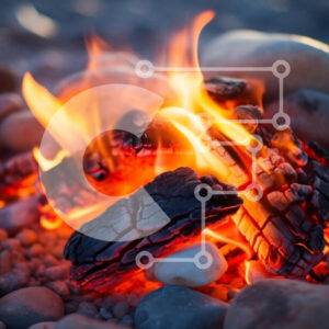 Intra Συλλεκτικό Ξύλινο Παζλ Plywood  4mm - Campfire που περιβάλλεται από River Stones Σε Ξύλινο Κουτί - Διαστάσεις: 10x10 cm – 25 κομμάτια