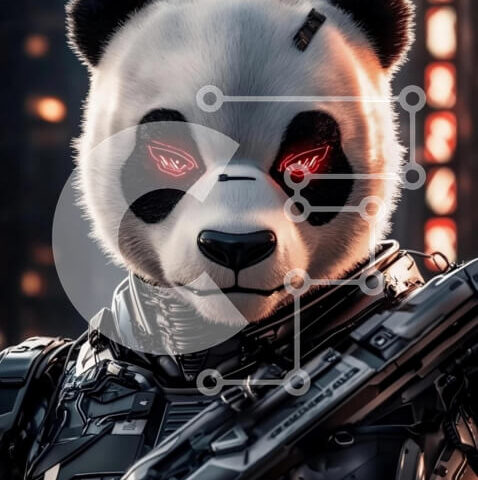 Intra Συλλεκτικό Ξύλινο Παζλ Plywood 4mm - Φουτουριστικό Panda Humanoid με ρομποτική πανοπλία Σε Ξύλινο Κουτί - Διαστάσεις Puzzle: 10x10 cm – 25 κομμάτια - Image 1