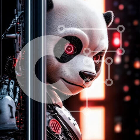 Intra Συλλεκτικό Ξύλινο Παζλ Plywood  4mm - Φουτουριστικό Ρομποτικό Πάντα Σε Ξύλινο Κουτί - Διαστάσεις Puzzle: 10x10 cm – 25 κομμάτια - Image 1