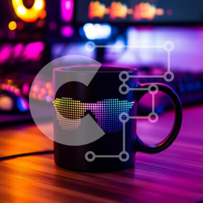 Intra Συλλεκτικό Ξύλινο Παζλ Plywood  4mm - Πολύχρωμη κούπα γυαλιών ηλίου σε τεχνολογικό περιβάλλον Σε Ξύλινο Κουτί - Διαστάσεις: 10x10 cm – 25 κομμάτια - Image 1